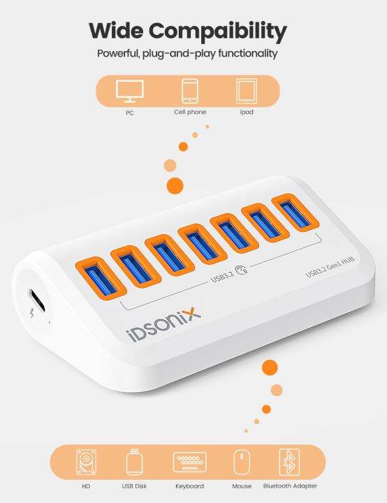 idsonix-ตัวแยก-usb-usb-ฮับ3-2-10gbps-type-c-อะแดปเตอร์หลายพอร์ต-usb-3-0ฮับแท่นวางมือถือสำหรับฮับ-pc-แล็ปท็อปแมคบุ๊คพื้นผิว