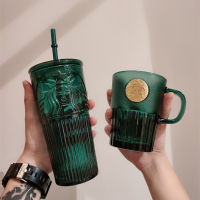 Starbuck Straw Cup Cup Dark Green Goddess Water Cup Large-Capacity Net Celebrity Couple Models High-Value Glass High-Value Creative Drinking Cup