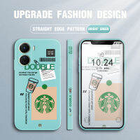 เคส Y16เคสสำหรับ Vivo โทรศัพท์มือถือสำหรับการ์ตูนเด็กหญิงเด็กชาย Starbucks ปลอกป้ายขอบด้านข้างของเหลวปกป้องกล้องฝาหลัง