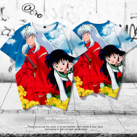 2023 noinuyasha อะนิเมะแขนสั้นเสื้อยืดเสื้อยืดลำลองผู้ใหญ่ cos สีเต็มขนาดบวกเสื้อผ้าแฟชั่น