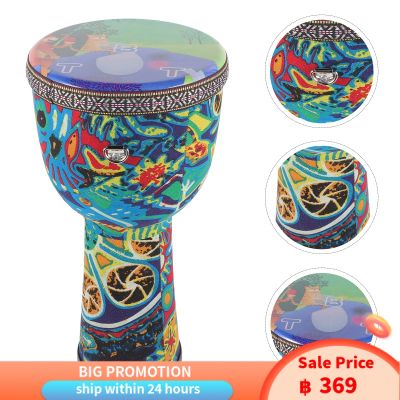 Dreamhigher กลองมือ Djembe แอฟริกัน Percussion Drum Painted Pattern Hand Drum for Performance