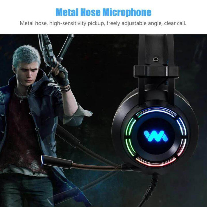 หูฟังมีไมโครโฟนเบสลึกไฟ-led-หูฟังเกมสำหรับคอมพิวเตอร์พีซี-xbox-ps-หูฟังหูฟังสวมศีรษะการเล่นเกม
