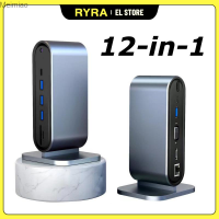 Hyra 12in1 Type-C อะแดปเตอร์ฮับ Usb HDMI 4K RJ45 VGA PD USB 3.0ฮับ Usb อะแดปเตอร์ C แท่นวางมือถือทำงานสำหรับคอมพิวเตอร์โน้ตบุ๊ก Meimiao