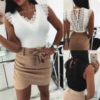 【Feb】 White Blouse Lace Chiffon Sleeveless Summer Women Tops 2019 New Fashion Korean Hollow Out Ladies Shirt Office Female Clothing