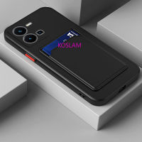 KOSLAM ที่เก็บบัตรสีทึบซิลิโคนเคสโทรศัพท์สำหรับ VIVO Y27 4G 5G Y36 4G 5G Y02 Y16 Y35 Y02s Y22S Y22 Y16 4G Y77 5G Y33S Y75 Y55 Y21S Y30 Y12A Y20T Y20S Y20 Y20i ปลอกอ่อน TPU ทนทานต่อการตกหล่นดีไซน์ใหม่2023