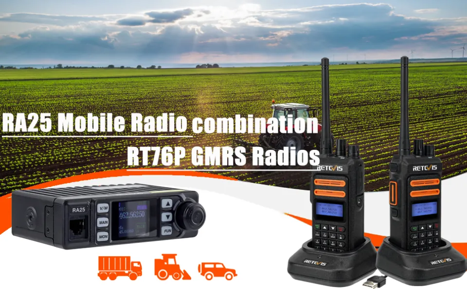 Retevis GMRS Radio Communication Solutions,RA25 Mobile Transceiver Radio(1  Pack) with GMRS Handheld Two Way Radio(2 Pack),Easy to Use Long Range  Communication Kit Lazada