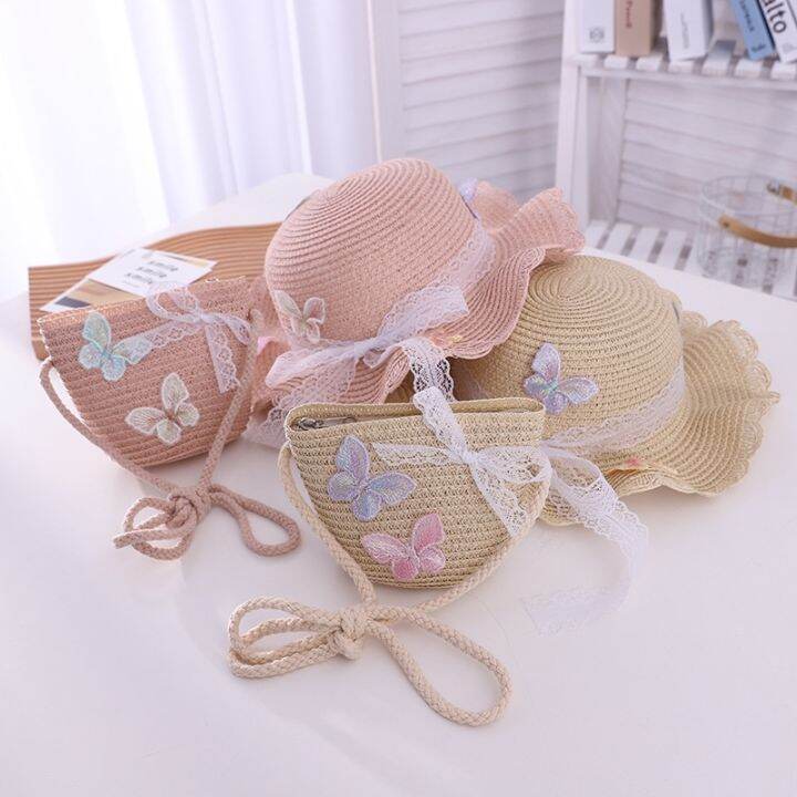 cc-new-summer-children-casual-butterfly-straw-hat-handbags-kid-girls-outdoor-holiday-bags-hat