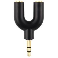 U Type 3.5mm Headphone Jack Male To 2 Female Audio Cables Splitter Adapter Plug Use For iPhone Mobile Phone MP3 Tablet PC