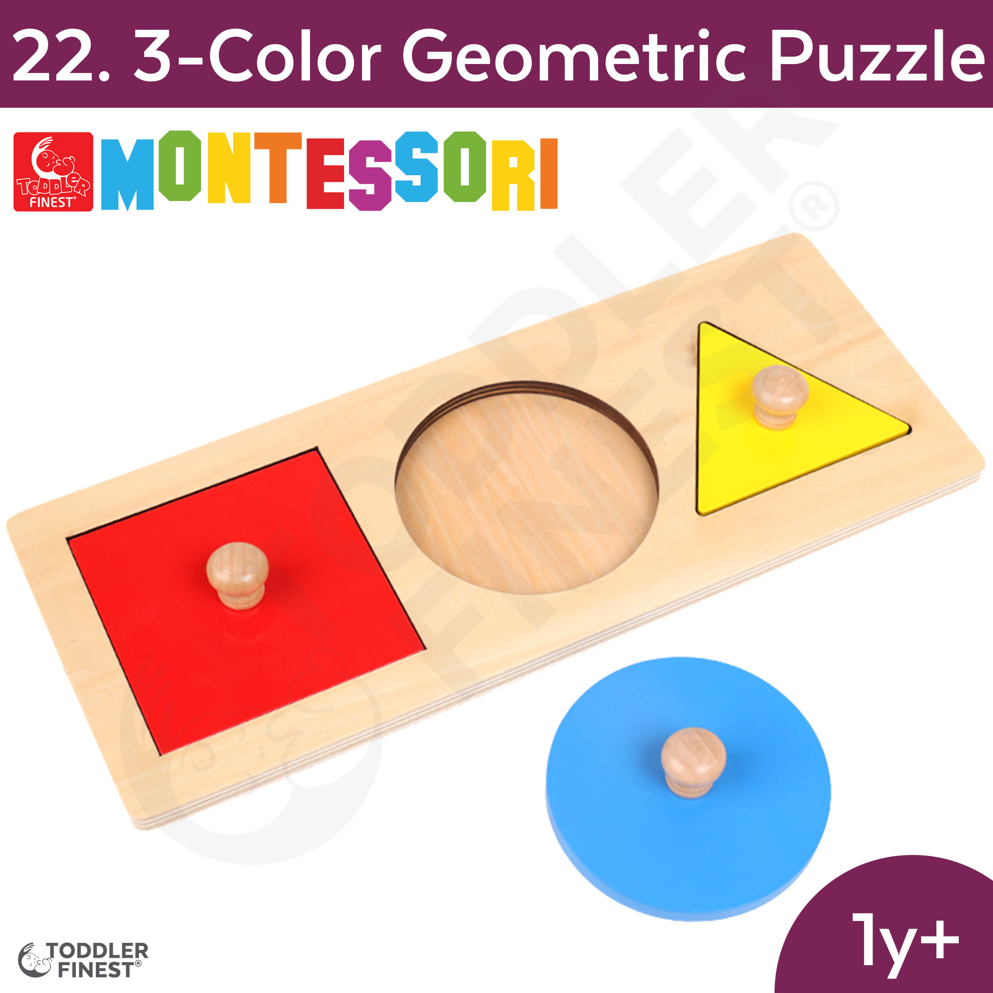Color Shape Sorter Montessori Materials for Preschool or Home Teaching Wooden Shapes Puzzle 12pcs 