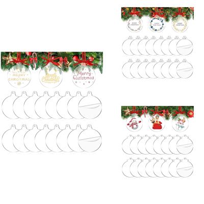 72 Pcs 3.5Inch Acrylic Ornament Blank with Holes Round Acrylic Christmas Ornaments Bulk for Holiday Decorations