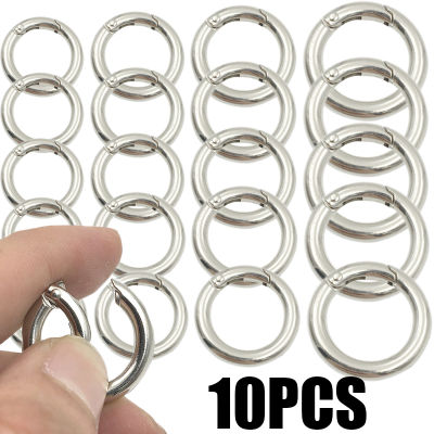 10pcs โลหะ O แหวนฤดูใบไม้ผลิ Clasps สำหรับ DIY เครื่องประดับเปิดรอบ Carabiner พวงกุญแจกระเป๋าคลิปตะขอสุนัขหัวเข็มขัด CONNECTOR-JieLOE