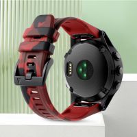 สำหรับ Garmin Fenix 5 22มม. ซิลิโคนลายพรางสายนาฬิกาข้อมือ (ลายพรางสีแดง) (ขายเอง)