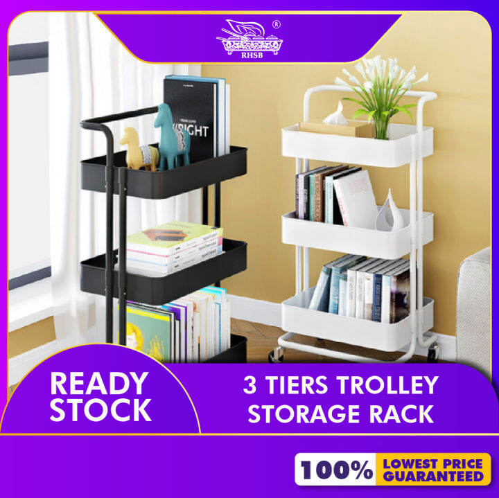 3 TIERS TROLLEY STORAGE RACK / RAK TROLI / SHELVES KITCHEN RACK / RAK