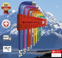 PB Swiss Tools ประแจหัวบอลชุด ตัวสั้น สีรุ้ง เบอร์ 1.5-10 มม. รุ่น PB 212H10 RB-Multicolor