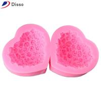 DISSO 2pcs ซิลิโคนทำจากซิลิโคน ซิลิโคนรูปดอกกุหลาบหัวใจ สีชมพูอมชมพู 7.363.3ซม. กระทะเค้กรูปหัวใจ แม่พิมพ์สำหรับการอบ แม่พิมพ์ซิลิโคนสำหรับการอบ สบู่ทำมือ