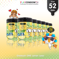 ถุงยางอนามัย 52 วันทัช วัน เลมอน เลิฟเวอร์ ถุงยาง One Touch ONE Lemon Lover กลิ่นเลมอน (12 กล่อง) แบบ 12 ชิ้น