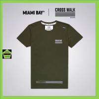 Miami bay เสื้อคอกลม ชาย รุ่น Cross walk สีเขียวขี้ม้า