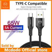 MCDODO 40W สาย USB ประเภท C 5A Super FAST CHARGE สำหรับ Huawei VOOC OPPO VIVO ที่ชาร์จด่วน QC4.0 สำหรับ Xiaomi Samsung AFC สายข้อมูล