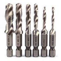 6pcs M3-M10 Screw Tap Drill Bits Hss Taps Countersink Deburr Set Metric Combination Bit High Speed Steel 1/4 IN Quick Change Hex Drills  Drivers