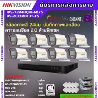 ชุดกล้องวงจรปิด 8ตัวHikvision สี24ชั่วโมง มีเสียงในตัว2MP DS-2CE10DF3T-FS 2 MP=8 DS-7208HQHI-M1(S)=1 พร้อมอุปกรณ์ติดตั้ง