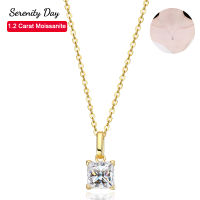 Serenity วัน100 S925แผ่นเงินเครื่องประดับ Pt950จริง D สี1.2กะรัตเจ้าหญิงตัด Moissanite สร้อยคอสำหรับผู้หญิง