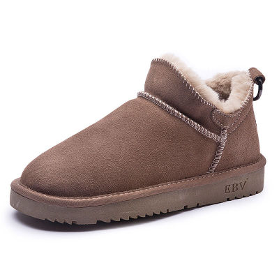 Sepatu BOOT Pendek ขนรองเท้าบูทเล่นหิมะสำหรับผู้หญิงแบบบูรณาการ,รองเท้าผ้าฝ้ายรองเท้าขนมปังกำมะหยี่หนาพิเศษแฟชั่นใหม่2022