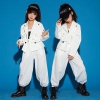 ▨❇ New Kids Hip Hop Clothing White Suits Street Dance Stage Costumes Modern Jazz Performance Outfit Girls Hip Hop Pants Tops BL5419