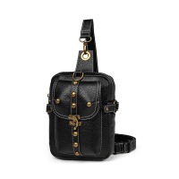 Fashion New Style Outdoors Unisex Steampunk Custom Waist Tool leather men chest leather bag