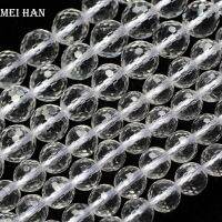 Free shipping faceted round 8mm 10mm (2 strandsset) natural stone white crystal beads for jewelry making quartz gift