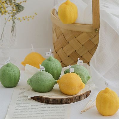 3D Aromatherapy Candle Creative Orange Lemon Shape Cheese Soybean Candle Party Gift Home Wedding DIY Decoration Candle Making