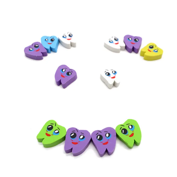 1Bag Gift Cute Tooth Shaped Rubber Erasers 50Pcs Lovely Oral School