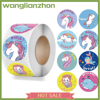 Wanglianzhon สติกเกอร์ฉลากลายตราประทับสัตว์น่ารักม้วนได้500ชิ้นสำหรับเด็กของตกแต่งกล่อง1สติกเกอร์นิ้ว