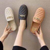 Baotou half dragged outside women the spring and autumn period new network red leather fashion lazy waterproof antiskid loafers with flat shoes