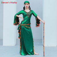 Belly Dance Robe Sequins ชุดแขนยาวเสื้อผ้าหญิงผู้ใหญ่ Elegant แยกกระโปรงอาชีพการแข่งขันเสื้อผ้า...