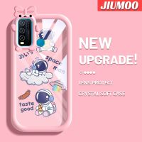 เคส JIUMOO สำหรับ VIVO Y30เคส Y50 Y30i การ์ตูนลายมนุษย์อวกาศสีสันสดใสน่ารักเลนส์กล้องถ่ายรูปแบบนิ่มสัตว์ประหลาดตัวเล็กๆเคสมือถือกันกระแทกแบบใสเรียบง่ายฝาครอบป้องกันซิลิโคนความคิดสร้างสรรค์โปร่งใส