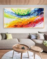 Abstract Color Splash Oil Painting on Canvas Large Rainbow Colorful Textured Impasto Acrylic Painting Modern Wall Art Decoration Drawing Painting Supp