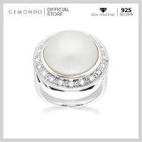 Gemondo แหวนเงินแท้ 925 ประดับมุกมาเบะ (Mabe Pearl) และเพทาย (Zircon) ดีไซน์ทรงกลมสุดคลาสสิค