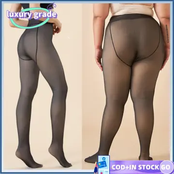 Womens Plus Size Fleece Lined Tights Fake Translucent Thermal Thick Warm  High Waisted Pantyhose Stockings Leggings 