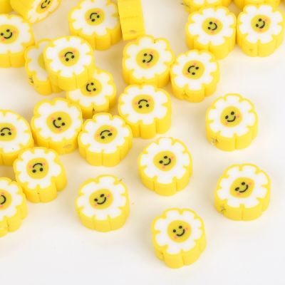 Yellow Smiley Flower Clay Beads Polymer Loose Spacer Beads For DIY Jewelry Making Handmade Couple Necklace Bracelet Charm DIY accessories and others