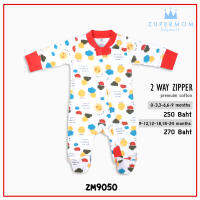 Zuper Mom ชุดเด็กอ่อน ชุดหมีเด็กอ่อน ซิป รุ่น 2 WAY ZIPPER บอดี้สูทเด็กอ่อน ชุดเด็กแรกเกิด บอดี้สูทเปิดเท้า ผ้า cotton 100% สำหรับเด็ก 0-24 เดือน