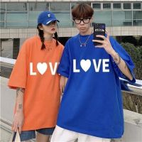 Couples เสื้อยืดแขนสั้นสำหรับฤดูร้อน,แฟชั่นของผู้ชายแบรนด์ที่ออกแบบโดยชนกลุ่มน้อย,เสื้อยืด Love ทรงหลวมแขนห้าส่วน