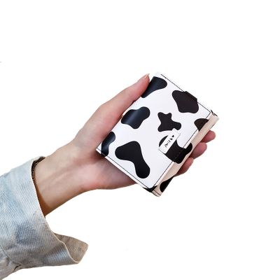 Mini Women Short Wallets PU Leather Cute Carton Image Folded Three-section Type Billfold Card Holder With Interior Slot Pocket