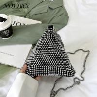 【CW】Fashion Zongzi Shaped Shoulder Crossbody Bag Rhinestone Triangle Handbags Female Chain Messenger Lady Wedding Bridalmaid Handbag