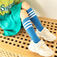 Childrens socks spring and autumn tide childrens three-bar calf socks men and women rainbow pile socks wild student high socks