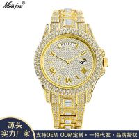 MISSFOX watch foreign trade sales business fashion upscale double calendar full diamond watch of wrist of British men --238811Hot selling mens watches❣