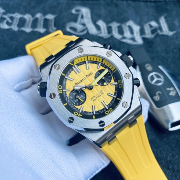 audemars-piguet-yellow-oak-needleless-เชิงกล-นาฬิกาผู้ชาย-trend-watch-นาฬิกาลำลอง