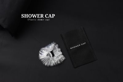 ✨ขายดี✨ หมวกอาบน้ำโรงแรม รุ่น Black Non Woven Shower cap[แพ็คชนิดละ100ชิ้น]ของใช้ในโรงแรมโรงแรม อเมนิตี้ Hotel Amenities