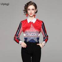 European and American Fashion All-Match Waist Slimming Positioning Printed Shirt