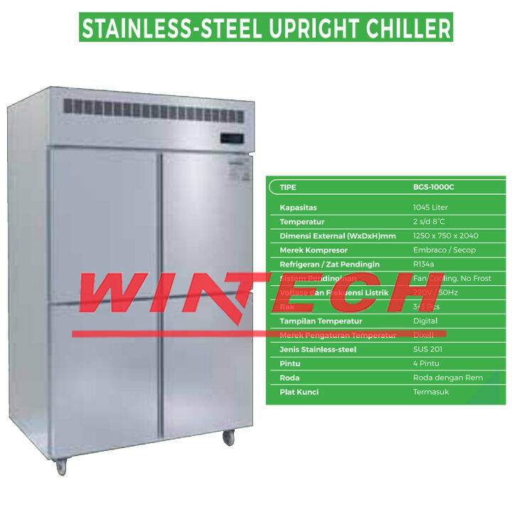 STARCOOL BGS1000C SS KITCHEN REFRIGERATION UPRIGHT CHILLER 4 PINTU