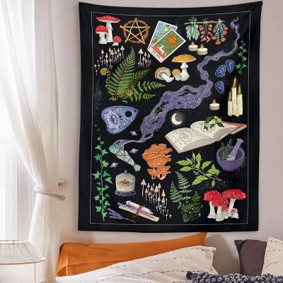 Amanite Mushroom Tapestry Divination Psychic Wall Hanging Hippie Boho Cute Room Decoration Tapestries Psychedelic Home Decor